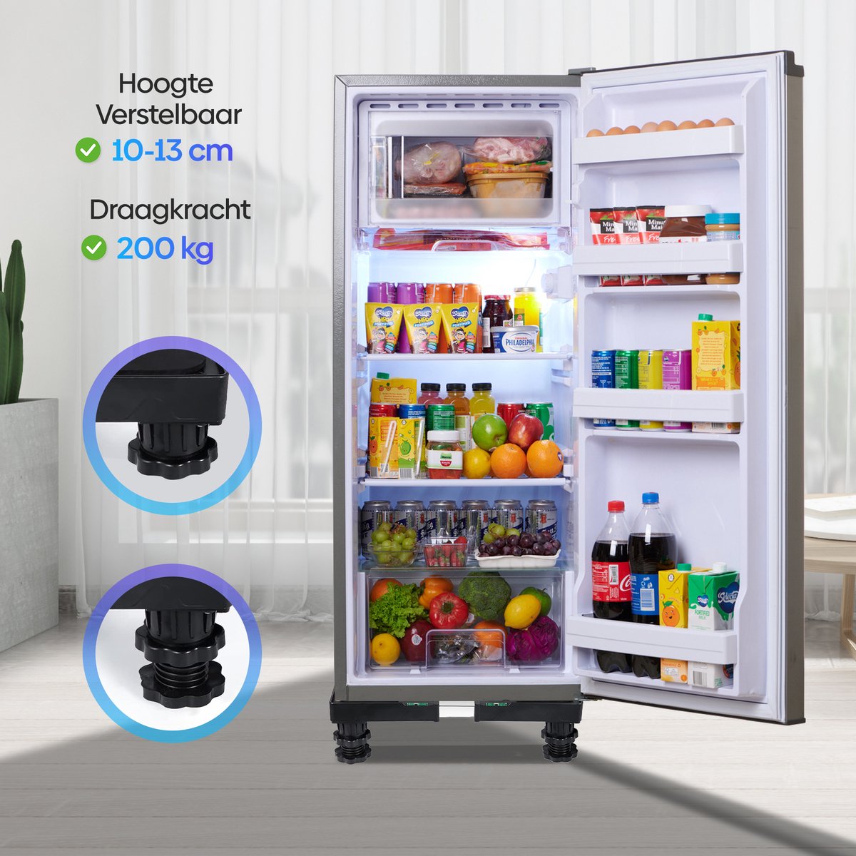 Olvy Home - Wasmachine Verhoger - Wasmachine Opbouwmeubel - Wasmachine Sokkel - Kast - Ook voor Droger, Koelkast, Vaatwasser en Vriezer — afbeelding 4