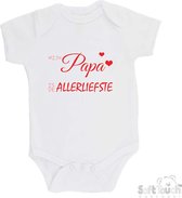 100% katoenen Romper "Mijn papa is de allerliefste" Vaderdag Unisex Katoen Wit/rood Maat 56/62