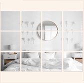 MISOU Plakspiegel - 12 stuks - 20x20cm - Deurspiegel hangend - Zelfklevende spiegel - Wandspiegel - Vierkant