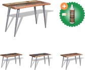 vidaXL Eettafel 120x60x76 cm massief gerecycled hout - Tafel - Inclusief Houtreiniger en verfrisser