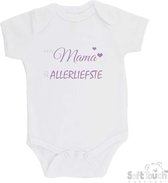 Barboteuse 100% coton "Ma maman est la plus douce" Fête des Mères Filles Katoen Wit/lilas Taille 56/62