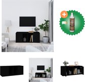 vidaXL Tv-meubel 100x35x40 cm bewerkt hout zwart - Kast - Inclusief Houtreiniger en verfrisser