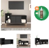 vidaXL Tv-meubel 100x35x55 cm bewerkt hout zwart - Kast - Inclusief Houtreiniger en verfrisser