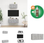 vidaXL 2-delige Tv-meubelset spaanplaat betongrijs - Kast - Inclusief Houtreiniger en verfrisser
