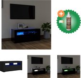 vidaXL Tv-meubel met LED-verlichting 90x35x40 cm zwart - Kast - Inclusief Houtreiniger en verfrisser