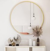 Ronde spiegel, 60 cm, gouden spiegel, rond, wandspiegel met frame van aluminiumlegering, voor badkamer, wastafel, woonkamer, slaapkamer, entree, wanddecoratie