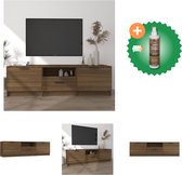vidaXL Tv-meubel 140x35x40 cm bewerkt hout bruineikenkleurig - Kast - Inclusief Houtreiniger en verfrisser