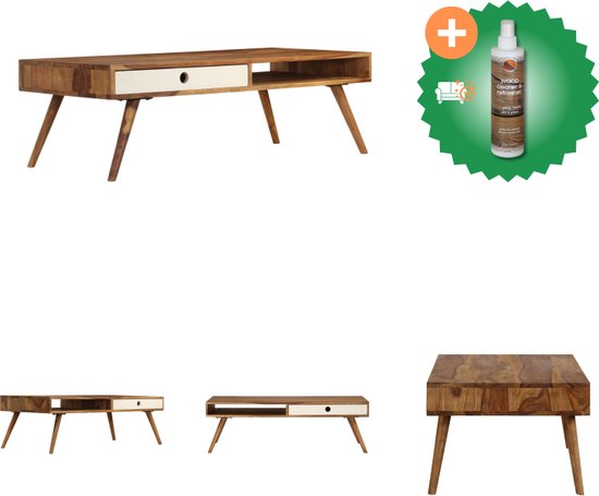 vidaXL Salontafel 110x50x35 cm Bois de Sesham massif - Table - Comprend un nettoyant et un assainisseur pour bois