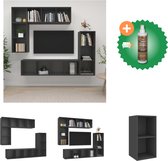 vidaXL 4-delige Tv-meubelset spaanplaat grijs - Kast - Inclusief Houtreiniger en verfrisser