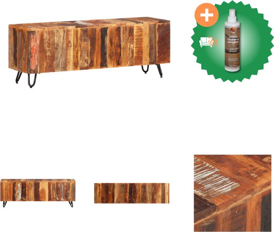 vidaXL Tv-meubel 110x30x40 cm massief gerecycled hout - Kast - Inclusief Houtreiniger en verfrisser
