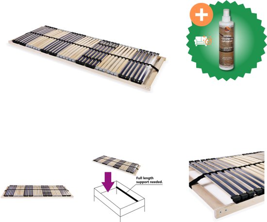 vidaXL Lattenbodem met 42 latten 7 zones 70x200 cm - Bed - Inclusief Houtreiniger en verfrisser