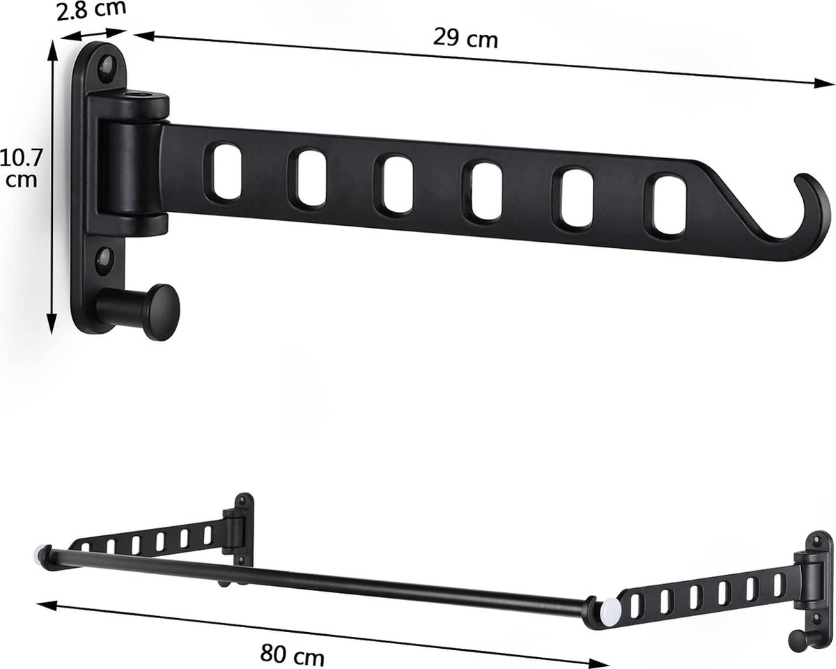 UOSIWYA Kledingstang, wandmontage, kledinghaken, garderobehaken, inklapbaar, 180 graden draaibare garderobe, wandhaak, kledingventilator, haaklijst voor badkamer, bijkeuken, balkon UOSIWYA Kledingstang, wandmontage, kledinghaken, garderobehaken, inklapbaar, 180 graden draaibare garderobe, wandhaak, kledingventilator, haaklijst voor badkamer, bijkeuken, balkon