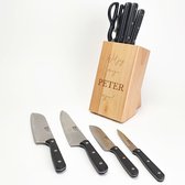 Bloc à couteaux en bois - Demandez à Pierre - Serez-vous mon parrain - Cadeau pour parrain - Cadeau personnalisé - Bloc à couteaux gravé