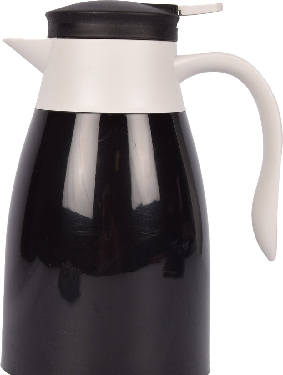 Thermosfles en Thermoskan 1 Liter - Theepot en Koffiepot - Zwart - Isoleerkan voor Thee en Koffie met Pomp