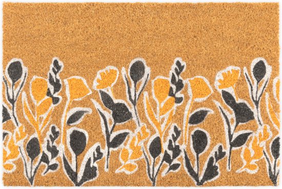 Casatessile SUPER 50 x 90 cm - kokos-deurmat | design tapijt voor buiten | dubbel gekleurd veld | stabiel en duurzaam | 100% kokos, bruin