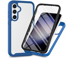 Hoesje met Ingebouwde Screenprotector Geschikt voor Samsung Galaxy S24 Plus | Full Protect valbescherming | Schokbestendige Beschermhoes tegen Vallen | Shockproof | Doorzichtig / Blauw