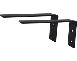 Maison DAM Plankdragers L vorm - Plankdragers – Voor plank 20cm tot en met 25cm – Mat zwart - Incl. bevestigingsmateriaal + schroefbit