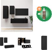 vidaXL 4-delige Tv-meubelset spaanplaat zwart - Kast - Inclusief Houtreiniger en verfrisser