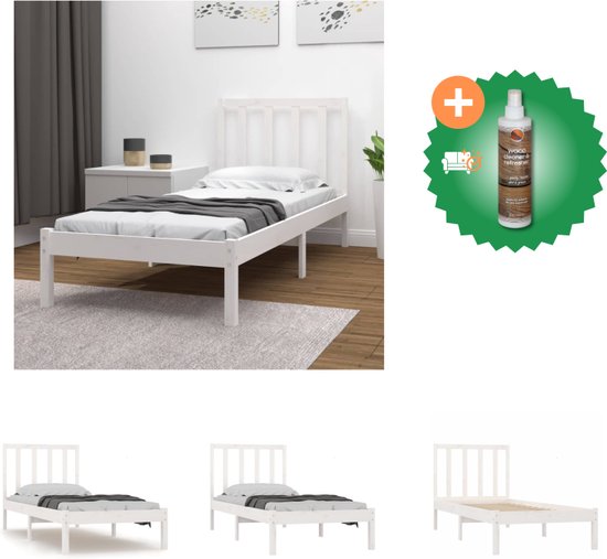 vidaXL Bedframe massief grenenhout wit 90x190 cm 3FT Single - Bed - Inclusief Houtreiniger en verfrisser