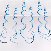 Hangende spiralen slinger blauw, 6 stuks, blauwe decoratie, spiralen, folie, slinger, hangende werveldecoraties, voor bruiloften, verjaardag, Kerstmis, decoratie, feestdecoratie