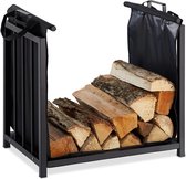Brandhoutrek - Firewood Rack Metal Firewood Rack for Indoor and Outdoor 50x51x37cm