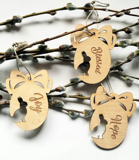 Houten decoratie voor paaspodium, decoratie van de geboorte van Jezus, paasopstanding scène set, christelijk huis lente, paasdecoraties, set