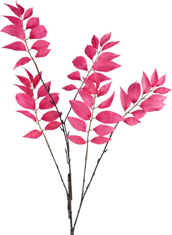 Greenmoods Kunstplanten - Kunstplant - Kunsttak - Varen - Vertakt - Zijde - Roze - 83 cm