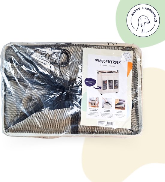 Panier à linge 3 compartiments - Trieur de linge - 95L - Panier à linge pliable - Wit - Pliable - Sur Roues - Avec poignée - Pour Salle de bain, Chambre de bébé, Chambre - Panier de rangement - Panier à jouets