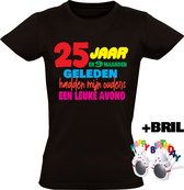 25 jaar Dames T-shirt + Happy birthday bril - verjaardag - jarig - feest - 25e verjaardag - grappig