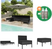 vidaXL 6 delige Loungeset met kussens poly rattan zwart Tuinset Inclusief Onderhoudsset