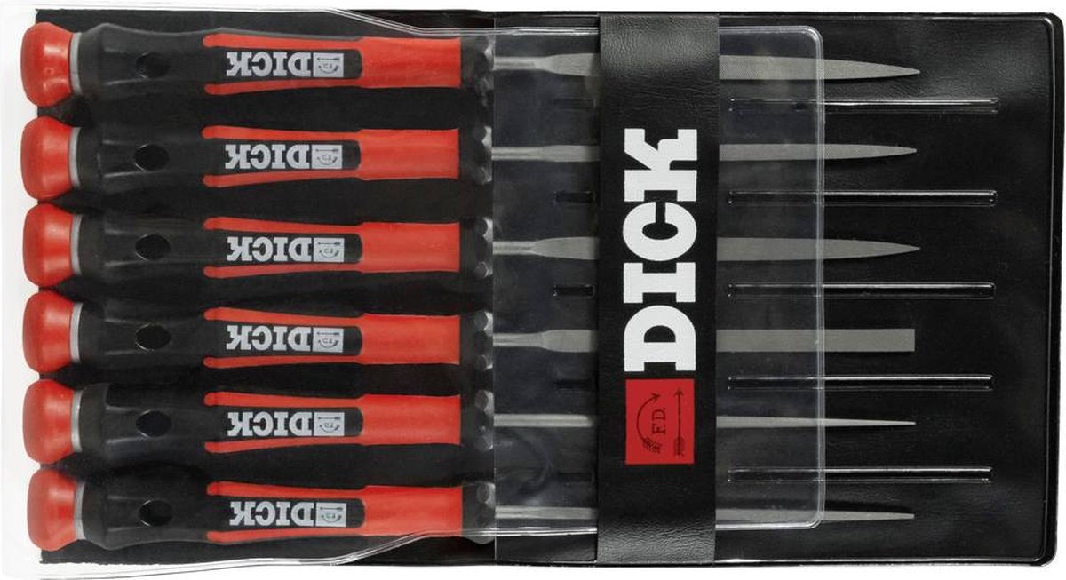 Dick 2160142-2K Set naaldvijlen 6-delig met zwart/rode handgrepen, 140 mm, kap 2, Lengte 140 mm 1 set(s)