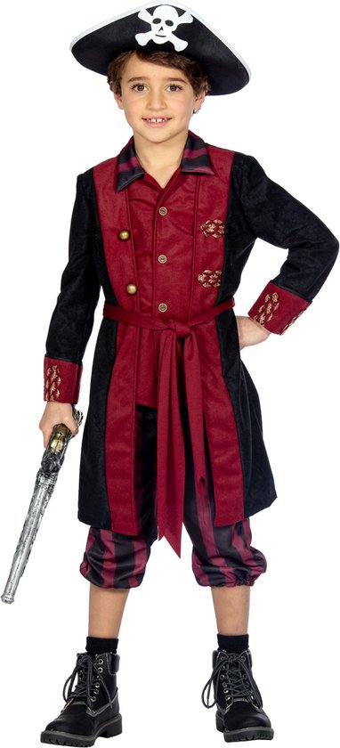 Piraat Kostuum Jongen - Piraten Kostuum - Verkleedkleding Kinderen - Burgundy/Zwart - Maat 116