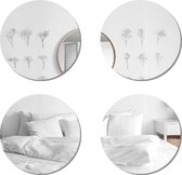 MISOU Plakspiegel - 4 stuks - 20x20cm - Deurspiegel Hangend - Zelfklevende spiegel - Wandspiegel - Rond - Wanddecoratie - Miroir Mural