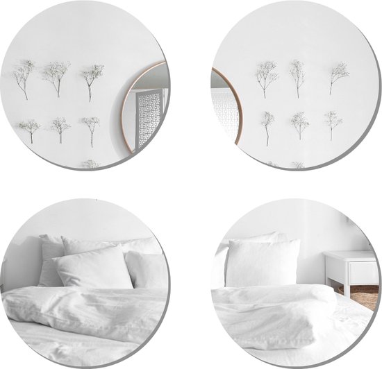 MISOU Plakspiegel - 4 stuks - 20x20cm - Deurspiegel Hangend - Zelfklevende spiegel - Wandspiegel - Rond - Wanddecoratie - Miroir Mural