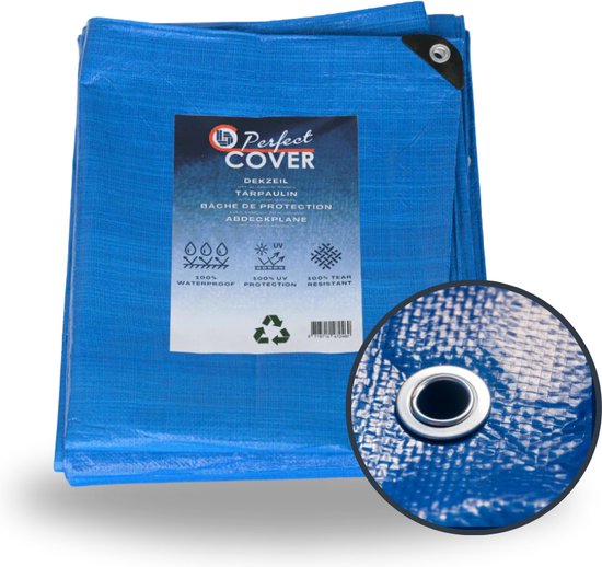 Bâche Perfect Cover - 3 x 4 mètres - Blauw - 80gr/m² - 100% étanche - 100% Protection UV - 100% indéchirable