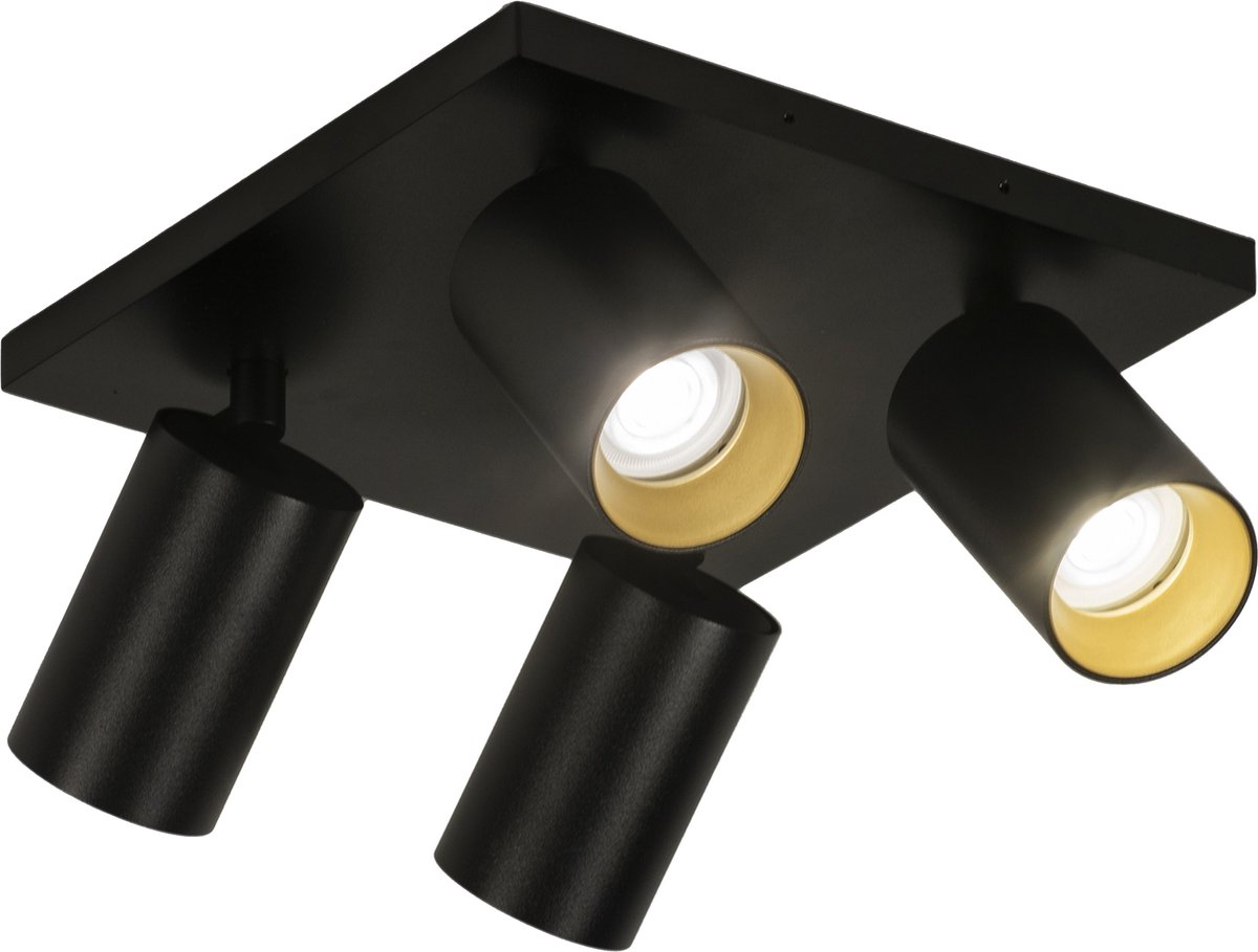 Lumidora Opbouwspot 31285 - DANI - 4 Lichts - GU10 - Zwart - Goud - Metaal - Badkamerlamp - IP21