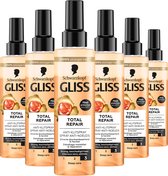 Gliss - Spray anti-enchevêtrement - Total Repair 19 - Soins capillaires - Après-shampooing sans rinçage - Pack économique - 6 x 200 ml