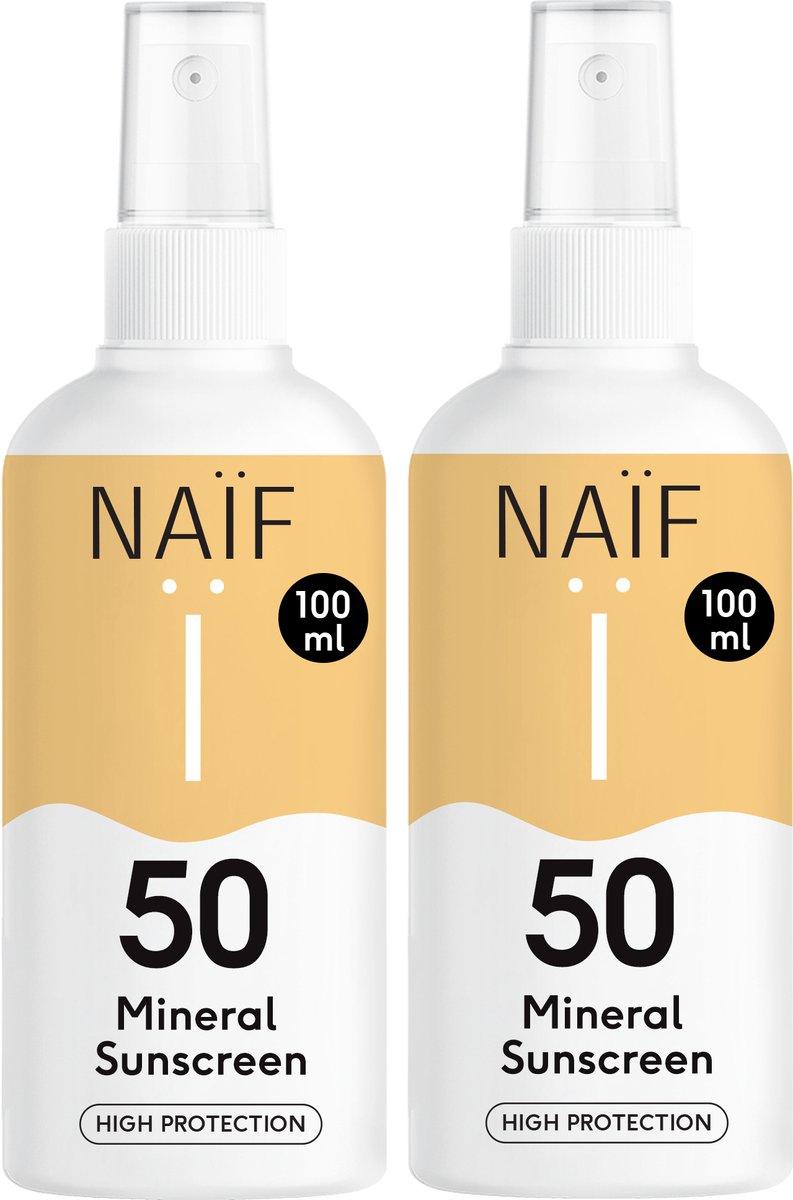Goedkoopste Naïf - Minerale Zonnebrand Spray Voordeelset - Voor de hele familie - SPF50 - 2x100ml