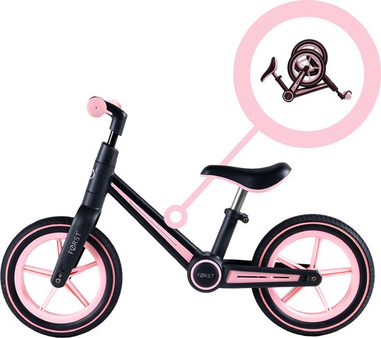 Først - loopfiets - opvouwbaar - roze