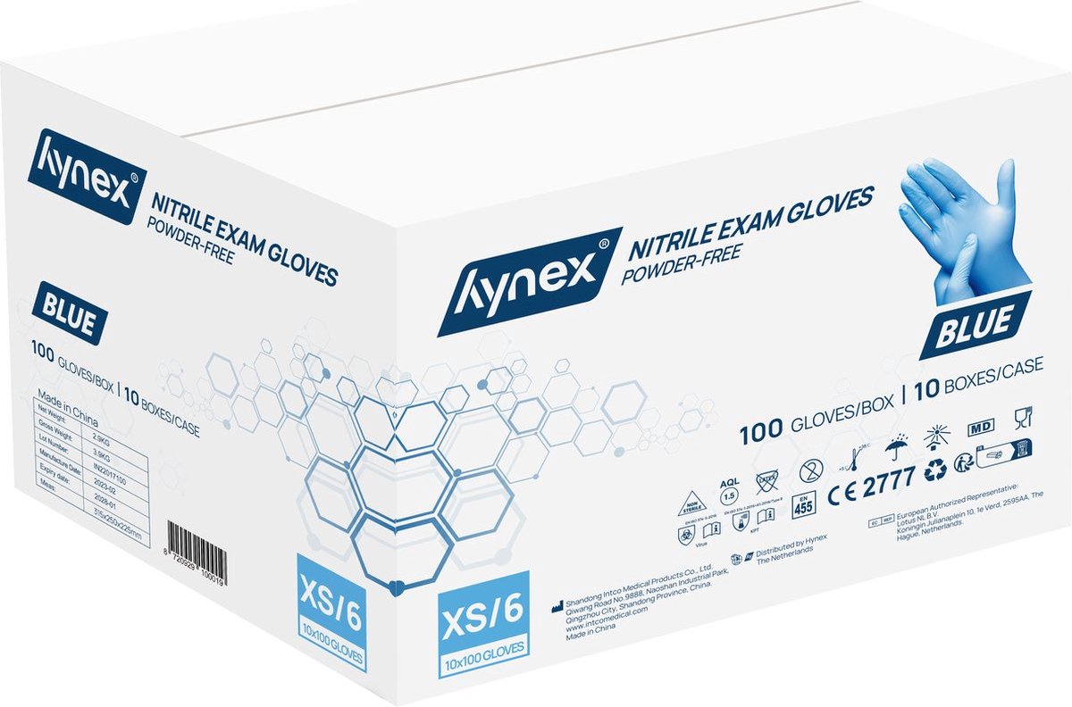 HYNEX - Handschoen XS nitril - 10x100 stuks - Blauw