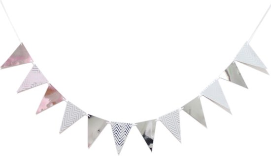 Zilver Slingers Vlaggenlijn Verjaardag Feest Versiering Decoratie Zilver - 10 Meter