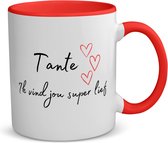 Akyol - tante ik vind jou super lief koffiemok - theemok - rood - Tante - de liefste tante - verjaardag - cadeautje voor tante - tante artikelen - kado - geschenk - 350 ML inhoud