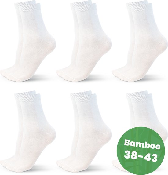 Chaussettes Saaf Bamboe - 6 Paires - Taille 39- 44 - Femme / Homme - Wit