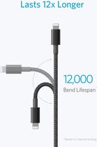 Nylon Gevlochten USB naar 8-PIN Kabel - 12W Snellader - Geschikt voor iPad, iPhone - USB Kabel - 3 Meter Lange Datakabel, Laadkabel, Snoer