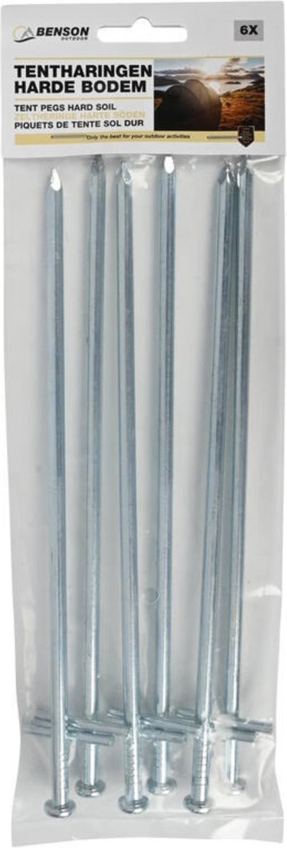 Benson 6-delige set tentharingen voor harde bodem - 23 x 6 cm - robuust en duurzaam van Benson — afbeelding 3