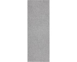 Vloerkleed voor binnen en buiten, Antislip - Uni Zilver Grijs - 80cm x 220cm - Balkon Terras Keuken, UV- en Weersbestendig, Modern Tuintapijt