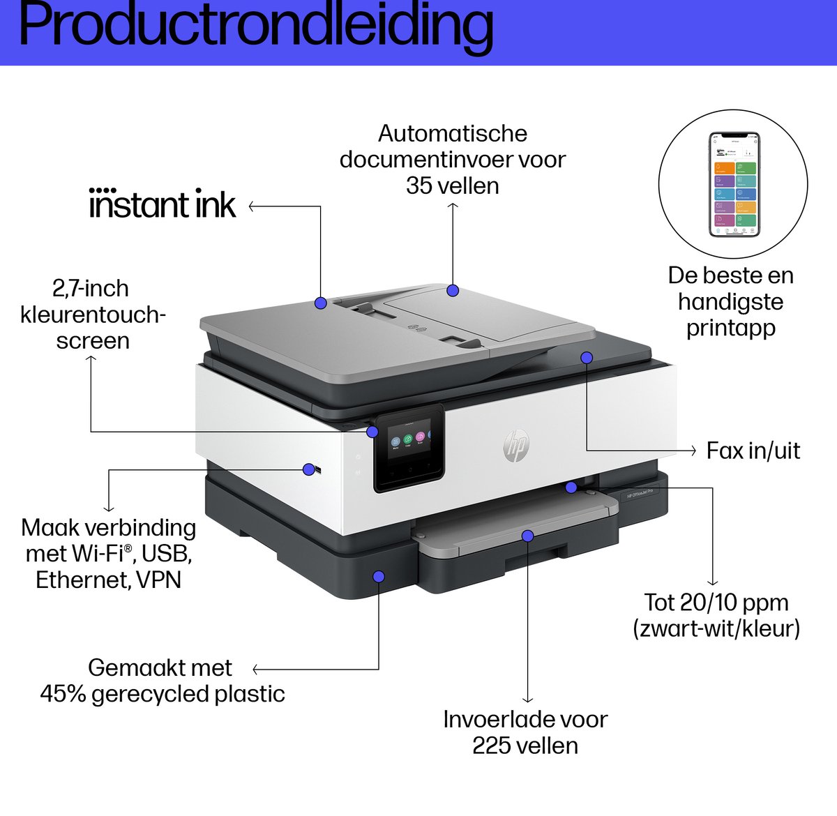 HP OfficeJet Pro 8122e - All-in-One Printer - Geschikt voor Instant Ink - Light Cement — afbeelding 6