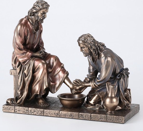 Veronese Design - Jezus wast de voeten van zijn Discipelen - beeld - zeer gedetailleerd - (hxbxd)ca. 18,5cm x 21,6cm x 10,2cm