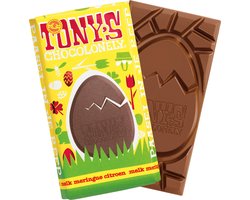 Tony's Chocolonely Melk Chocolade Reep Pasen - Meringue Citroen - Paas Cadeau - Chocolade Pasen - Paaschocolade - Fairtrade Chocolade - Bulk Verpakking - 15 stuks x 180 gram