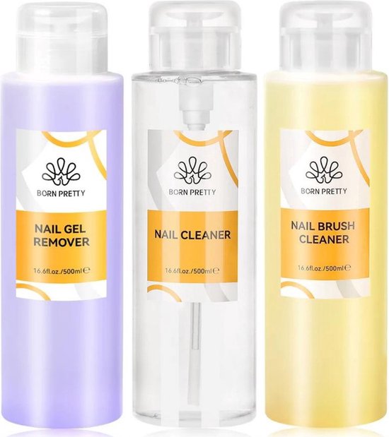 Foto: Born pretty gellakremover nagelreiniger penselenreiniger 3 x 500 ml gellakverwijderaar nailcleaner brushcleaner gellak remover nailcleanser gellak verwijderen nagels reinigen penselen reinigen